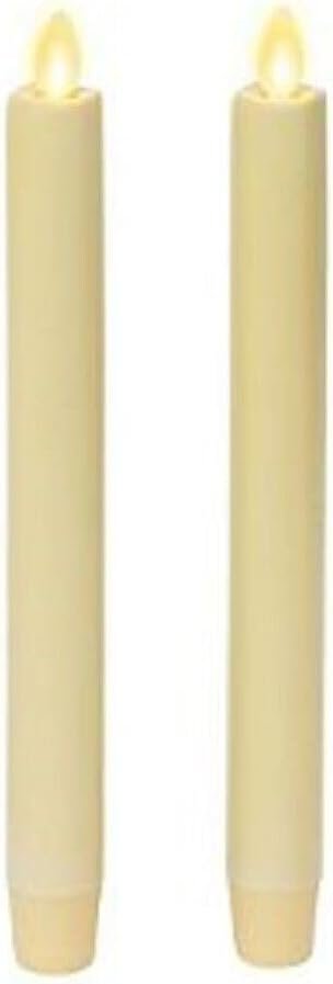 Luminara Flickering Flameless Ivory Taper Candles – Warm LED Light Flame – 2 AA Battery Operated Decor for Dining Room Table Centerpieces, Fireplace Mantel, Dinner Party, Reception – Set of 2 Tapers