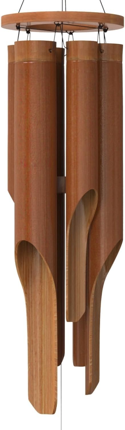 Classic Bamboo Wind Chimes – Outside Outdoor Wood Wooden Windchimes, Medium, Handcrafted with Calming Deep Tones, Ideal Home Decor or Gift for Any Occasion