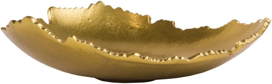 Red Co. 12” Decorative Antique Golden Allure Torn Metal Centerpiece Bowl with Sculpted Edges