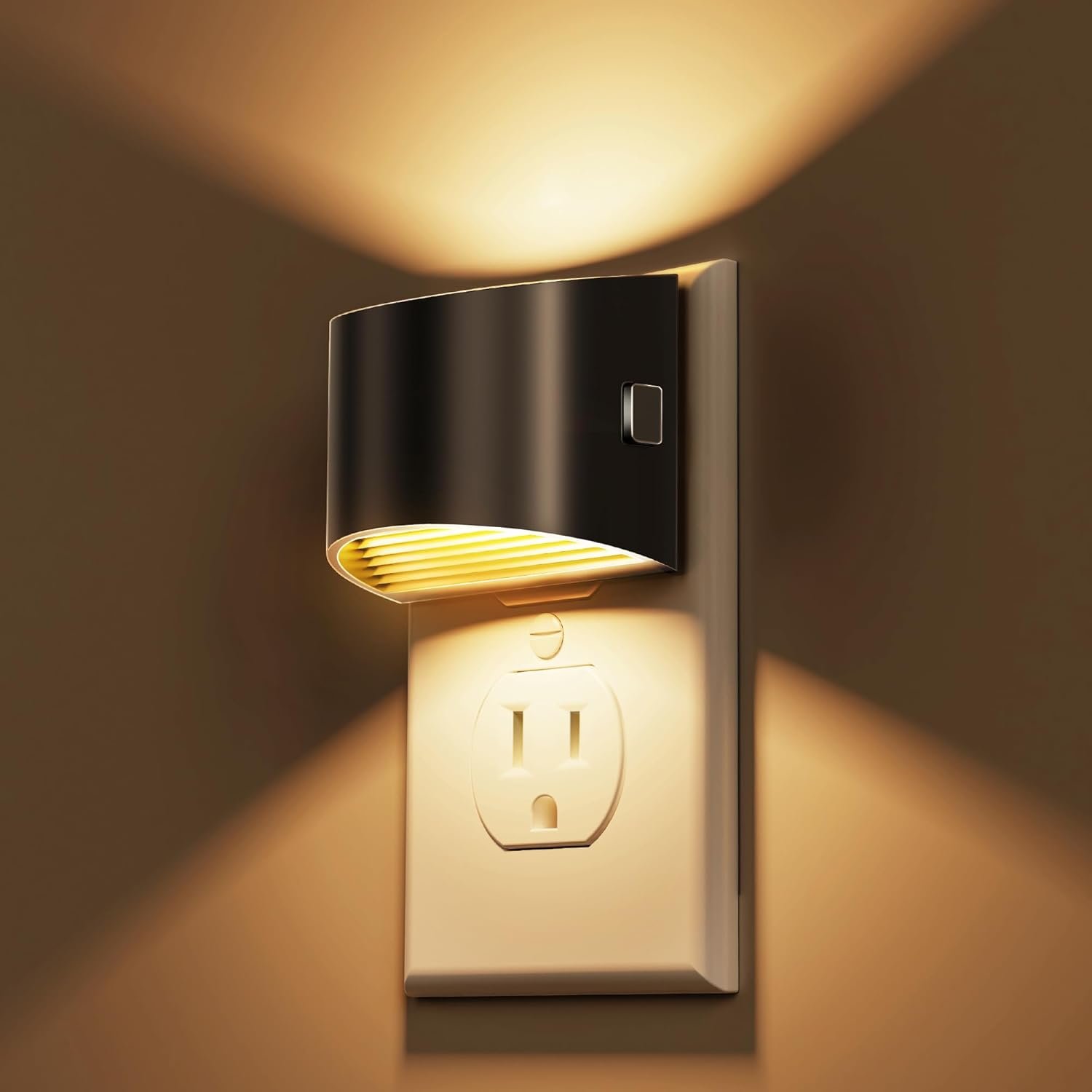 L LOHAS LED Night Lights Plug into Wall 2 Pack, Dusk to Dawn Sensor Nightlight, Brightness Adjustable, 3000K Soft White