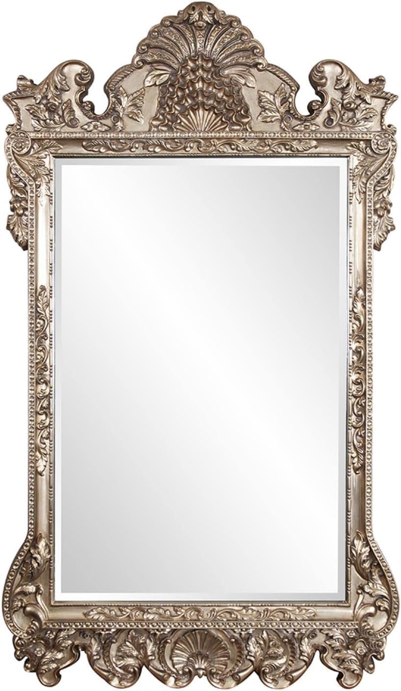 Howard Elliott Marquette Antique Oversized Full Length Mirror, Ornate Full Body Standing Floor Mirror, Large Leaning Wall Mirror for Bedroom & Living Room, Silver Leaf, 49″ x 84″ x 3″ Inch
