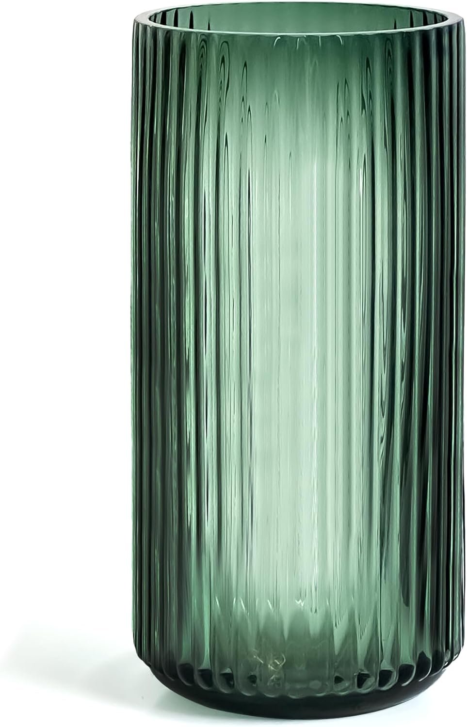 Muyan 7.5″ Flower Vase for Decor Ribbed Glass Vase Modern for Centerpieces Desktop Home Office Dining Living Room Wedding (Green)