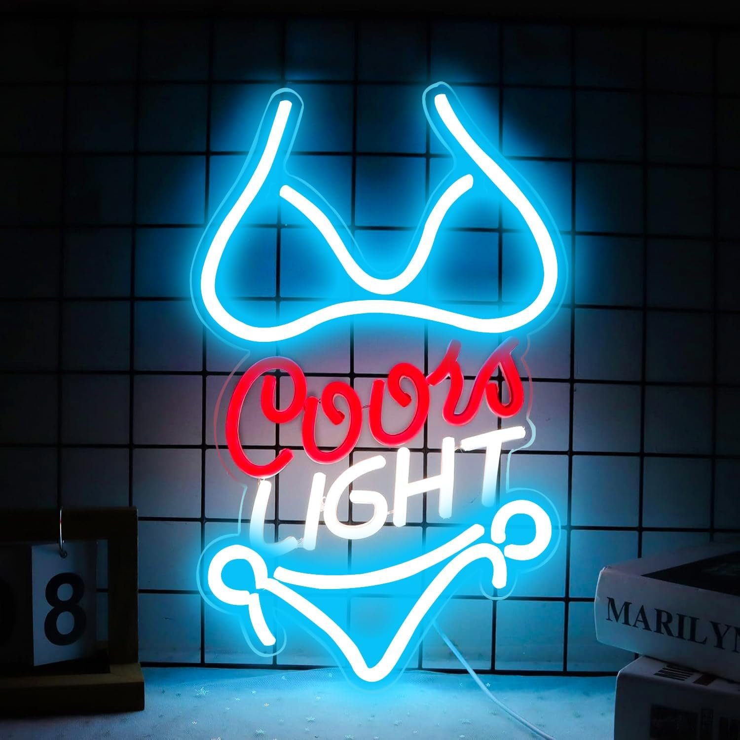 JFLLamp Bikini Crs LIGHT Neon Signs for Wall Decor Neon Lights for Business Led Signs Suitable for Man Cave Restaurant Office Bar Pub Led Art 5V Power Adapter 16.1 * 9.8 Inch(Azure+Red+White)