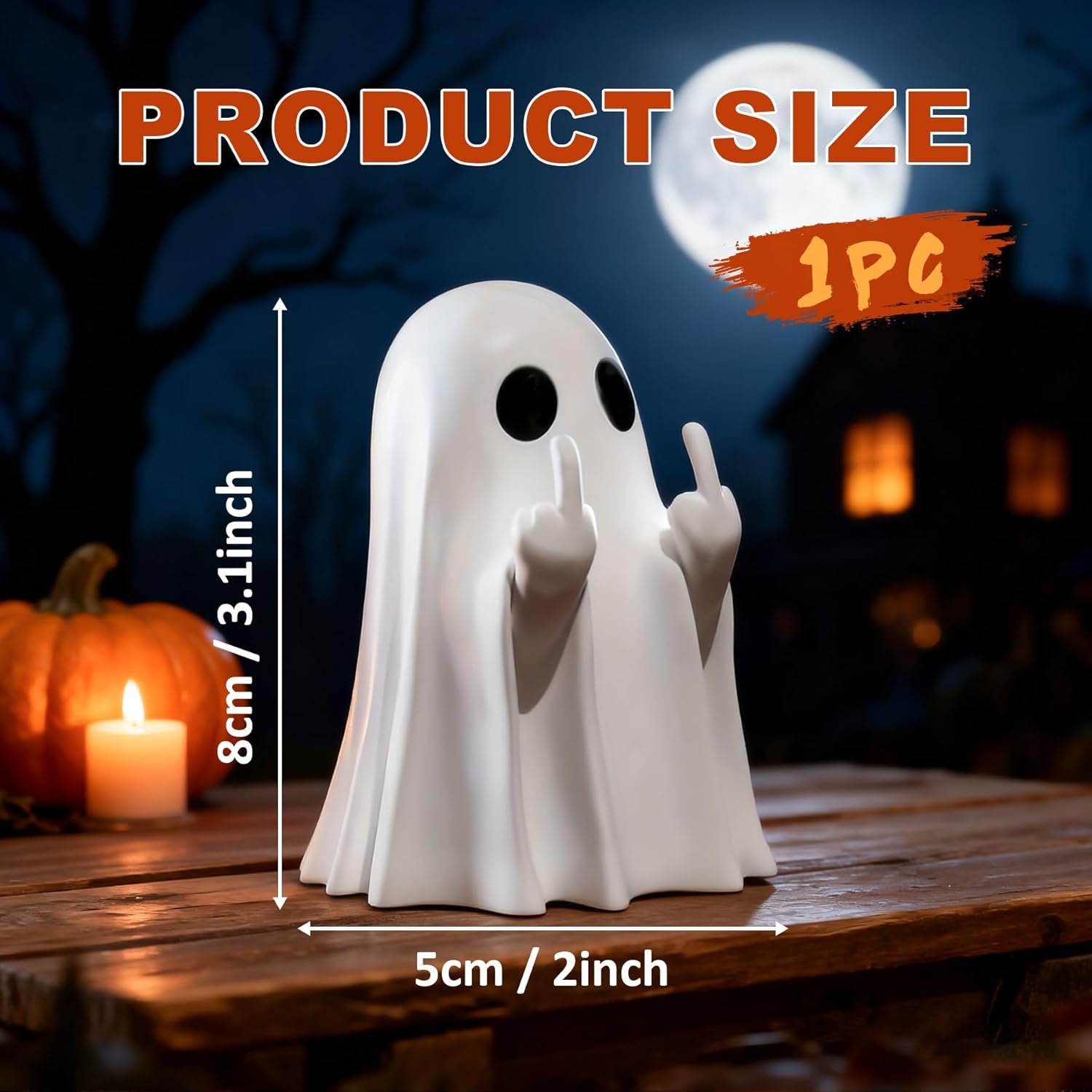Halloween Ghost Figurine-Spooky & Cute Ghost Statue for Home, Desk, Party Decor | FunnyGhost Halloween Decor Indoor