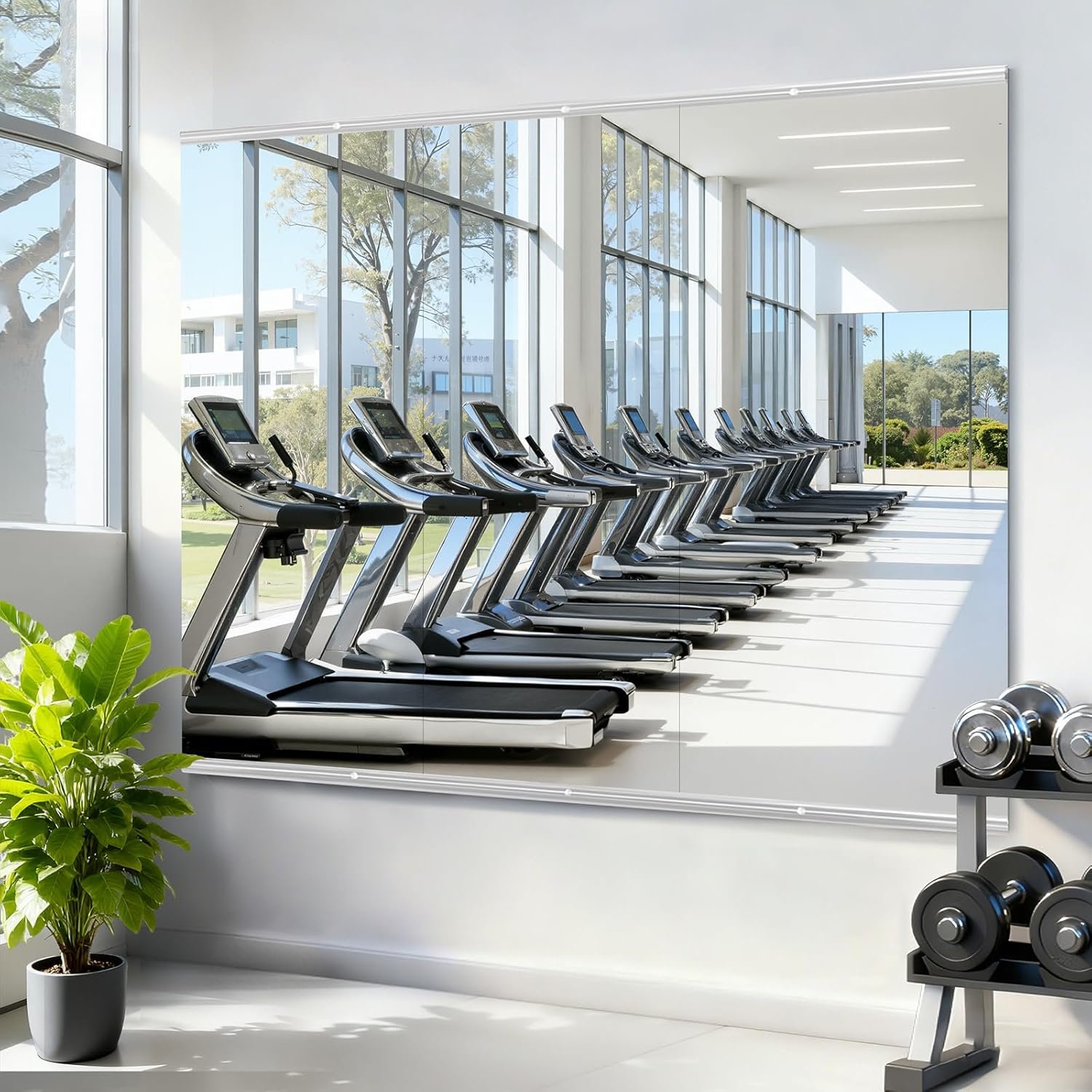 Amorho Gym Mirror, 48”x28”(Each)-3PCS, Tempered Glass, Frameless Full Body Mirror for Wall, Used for Yoga Studios, Dance Rooms, Garage Gyms.