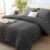 CozyLux Queen Size Comforter Sets – 7 Piece Bed in a Bag Dark Grey Comforter Set with Sheets Queen Bed Set All Seasons, Bedding Set with Down Alternative Comforter, Sheets, Pillowcases & Shams