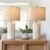 PoKat 23″ Modern Ceramic Table Lamp Set of 2 for Living Room White Desk Lamps for Bedroom Farmhouse Bedside Nightstand Lamp House Warming Gifts New Home Decor End Table Lamps Gifts for Women Mom Beige