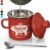 PGYARD Mini Bacon Grease Container With Strainer – 15OZ Enamel Grease Saver, Farmhouse Bacon Grease Keeper For Kitchen Fat Storage, Dishwasher Safe-Red