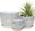 Ton Sin Grey Flower Pots,Texture Planter for Indoor Plants Set of 3 Ceramic Flower Pots with Saucer,Cute Garden Pots Succulent Pots（3 Pack,Grey