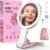 LitBear Travel Makeup Mirror with Lights, Rechargeable Double-Sided 10X/1X Magnifying Mirror, Portable Lighted Beauty Mirror, 3 Color Lighting, Dimmable Touch Screen, Tabletop Handhold Hanging (White)