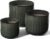 LE TAUCI Fluted Ceramic Planters Set of 3 – 8.3/7 / 5.7 in Dark Olive Reactive Cylinder Indoor Plant Pots with Drainage Plug & Mesh, Glossy Stoneware Flower Pots for Succulents Herbs