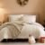 Monbix Queen Comforter Set – 7 Pieces Beige Bed in a Bag Queen Bedding Sets with Comforters, All Seasons Comforter Bed Set with Sheets,Pillowcases & Shams