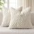 MIULEE Beige Throw Pillow Covers 18×18 Inch, Neutral Soft Plush Faux Wool Solid Couch Pillows Set of 2, Decorative Farmhouse Boho Cushion Covers for Sofa Living Room Bed Home Decor