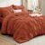 Bedsure Queen Comforter Set Burnt Orange – Bed in a Bag Queen Size Bedding 7 Pieces, GentleSoft™ Pintuck Bed Set Gift for Family, Pinch Pleat Burnt Orange Comforter with Sheets, Pillowcases & Shams