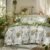 Bedsure Duvet Cover Queen Size – 100% Cotton Reversible Floral Queen Duvet Cover Set with Zipper Closure, 3 Pieces Soft & Breathable Green Bedding Set with 2 Pillow Shams 20″x26″