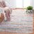 SAFAVIEH Phoenix Collection Area Rug – 9′ x 12′, Ivory & Blue, Boho Stripe Design, Non-Shedding & Easy Care, Ideal for High Traffic Areas in Living Room, Bedroom (PHX263A)