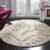 SAFAVIEH Florida Shag Collection Area Rug – 5′ Round, Cream & Beige, Scroll Design, Non-Shedding & Easy to Clean, High-Low Plush Pile, Ideal for Living Room, Bedroom, Dining Space (SG455-1113)
